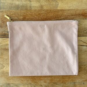 Blush Pink Leather Zip Pouch